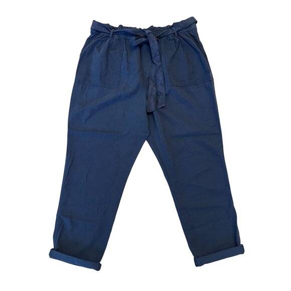 Sonoma XXL tapered paperbag waist belted pockets Navy pull on cottage boho beach - Picture 1 of 8
